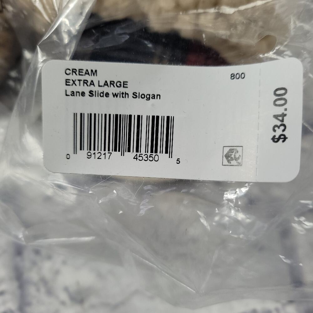 NWT "HO"ME Lane Holiday Faux Fur Dearfoams Cream Slide Slippers size XL (11-12) - Picture 13 of 15